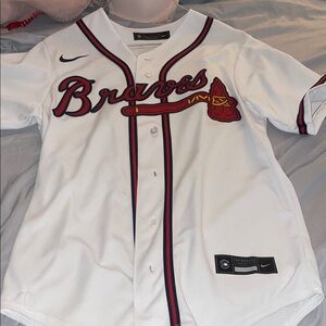 Nike White Braves Jersey with Red and Black Accents
